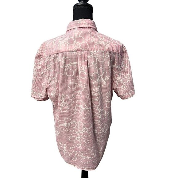 U.S. Polo Assn. Pink & White Floral Short Sleeve Button-Down Shirt, Vacation, re - Picture 5 of 9